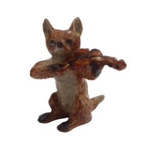 image Fox Playing Fiddle Porcelain Miniature Figurine