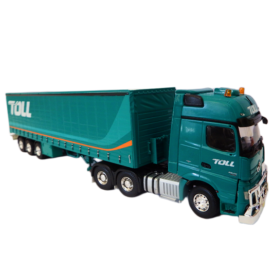 Model truck with 'TOLL' branding on a white background