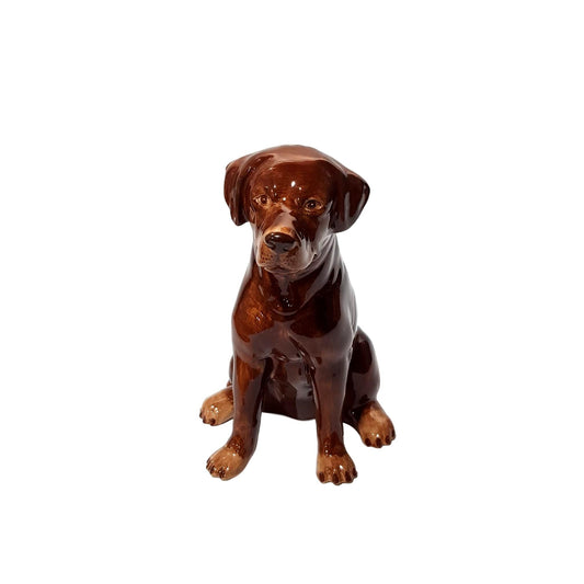 Chocolate Labrador money box miniature figurine