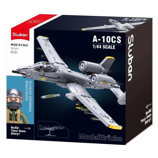 Sluban A-10CS model airplane kit packaging on a white background