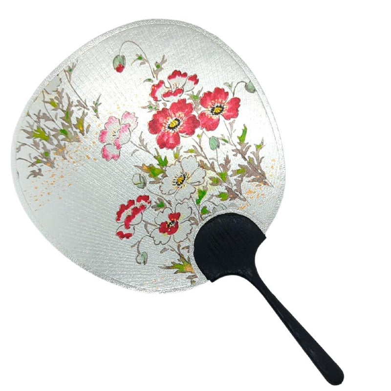 Fukui Fan Card Small Flowers Silver