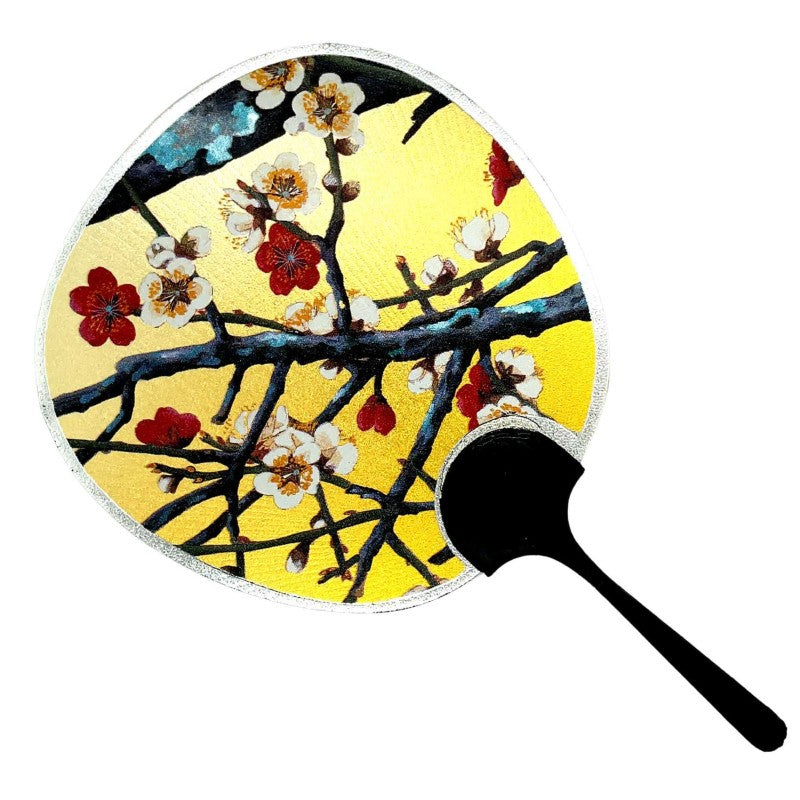 Fukui Fan Card Small Gold White and red Tree Blossom
