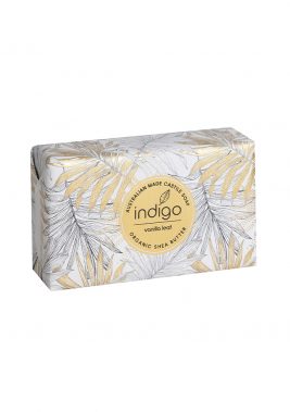 Indigo Shea Butter Soap in Vanilla Leaf 200g – Gold & Grey Palm Pattern