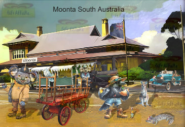 Post Card Cousin jack Koala & Friends At the Moonta Railway Station South Australia