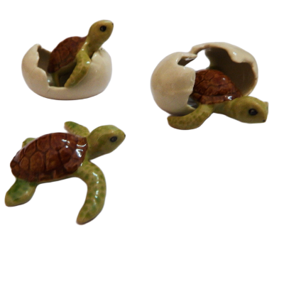 turtle shell breakout miniature ceramic figurines