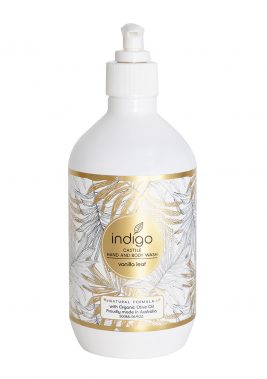 Indigo Hand and Body Wash in Vanilla Leaf 500ml – Gold & Grey Palm Pattern