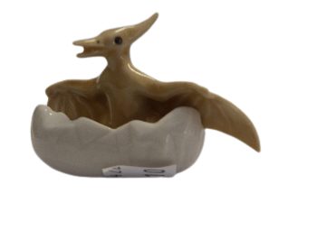 Dinosaur in Egg Ceramic Miniature porcelain dinosaur figurine