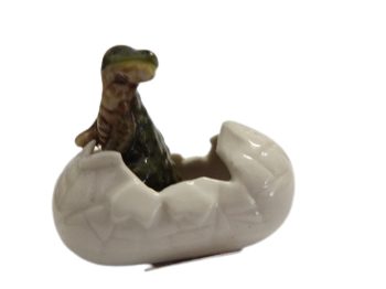 Dinosaur in Egg Ceramic Miniature porcelain dinosaur figurine