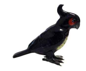 Large Black Cockatoo Miniature Ceramic bird Figurine