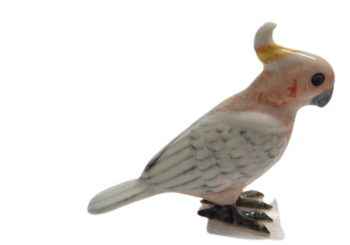 Large Pink Cockatoo Ceramic Miniature Figurine