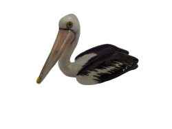 Pelican looking left ceramic miniature figurine