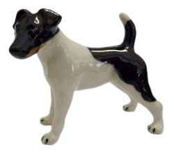 Fox Terrier Black White Smooth hair standing Dog Porcelain miniature Figurine