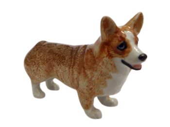 Welsh Corgi  brown white Ceramic Miniature Dog Figurine