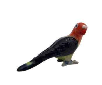 Love Bird parakeet Looking Right Ceramic Miniature bird Figurine