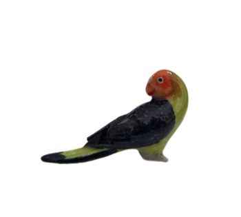 Love Bird parakeet Looking back Ceramic Miniature bird Figurine