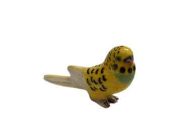Budgerigar Green Yellow ceramic miniature figurine