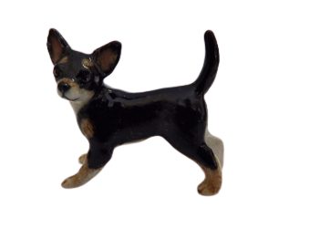 image Chihuahua Black & White Standing looking  left ceramic miniature figurine