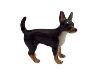 Chihuahua Black & White Standing looking right ceramic miniature figurine