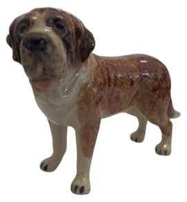 St Bernard Dog Turn left ceramic miniature animal Figurine