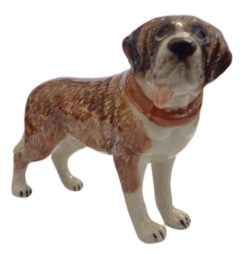 St Bernard Dog Turn right ceramic miniature animal Figurine