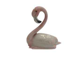 Large Flamingo Mama Sitting Ceramic porcelain Miniature Bird Figurine