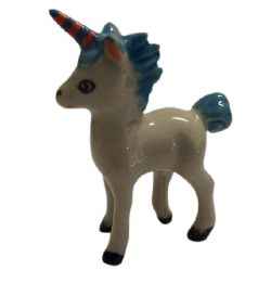 Unicorn blue Ceramic Miniature Animal Figurine