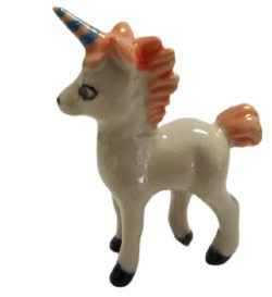 Unicorn orange Ceramic Miniature Animal Figurine