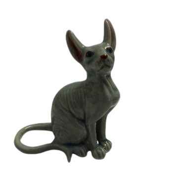 Sphinx Cat grey ceramic Miniature figurine