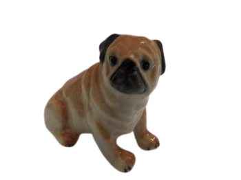 Pug Sitting Porcelain Ceramic Dog Figurine