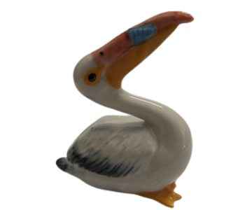 Pelican fish mouth ceramic miniature figurine