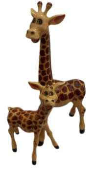 Giraffe comical set 2 Ceramic Mniature animal Figurine