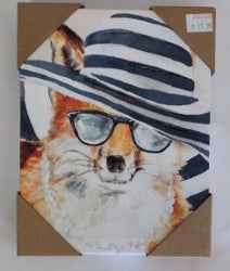 Fox Striped hat canvas Print
