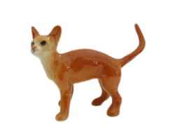 Red Burmese cat miniature porcelain Figurine