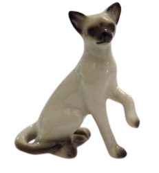 Siamese cat Sitting Ceramic Miniature Figurine
