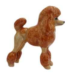 Brown poodle Dog standing ceramic porcelain animal figurines