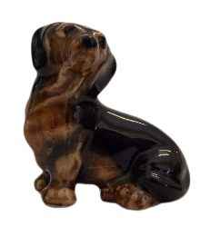Large Dachshund Dog sitting ceramic miniature figurine