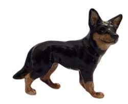 Black tan Kelpie Dog Standing Miniature Ceramic Figurine