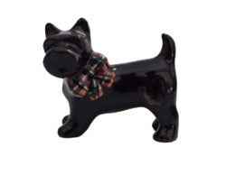 Black Scottish Terrier Bow Ceramic miniature porcelain Figurine