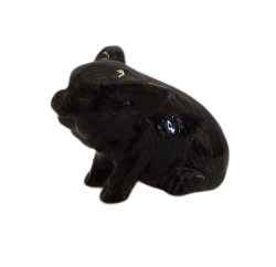 Black Kurobuta Pig Baby Black Sitting ceramic miniature animal figurine
