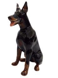 image Doberman Sitting Ceramic Miniature Figurine