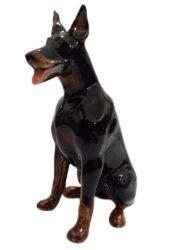Doberman Sitting Ceramic Miniature Figurine
