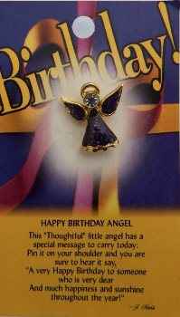 Happy Birthday Guardian Angel pin purple