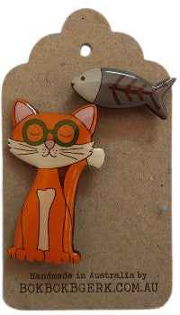 Theodore the cat Bok Bok Bgerk Brooch