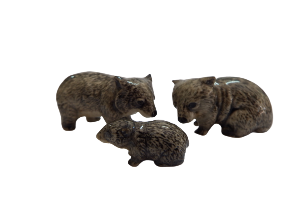 Wombat Family Ceramic Miniature Animal Figurine lge