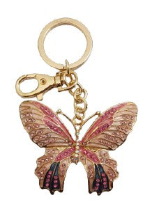 Pink Butterfly Bling Animal Keychain