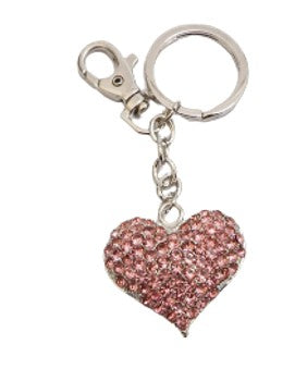 Bling pink Heart Keyring Bag Clip