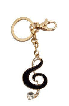 Treble Clef   Bling  Keyring Bag Clip