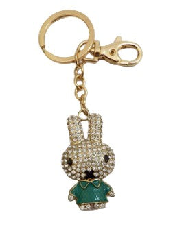 Bunny Green Bling Keyring Bag Clip