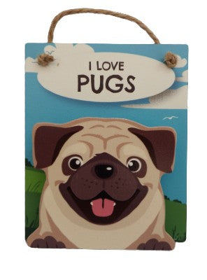 I love Pugs Fawn Pet Pegs