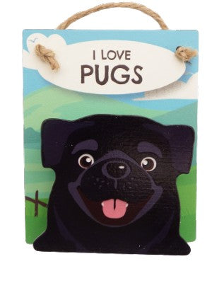 I Love Pugs Black pet pegs